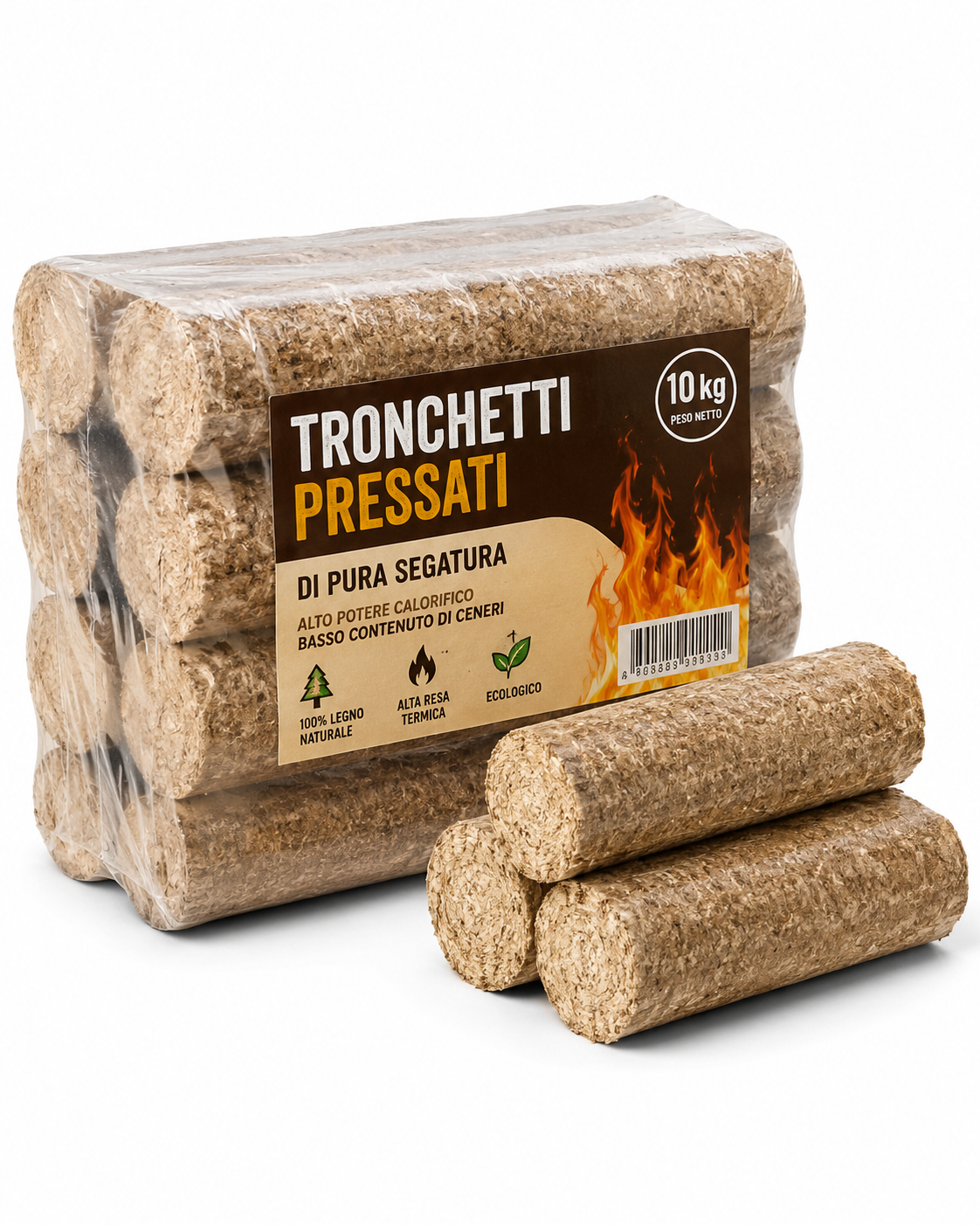 Tronchetti pressati per stufa e camino